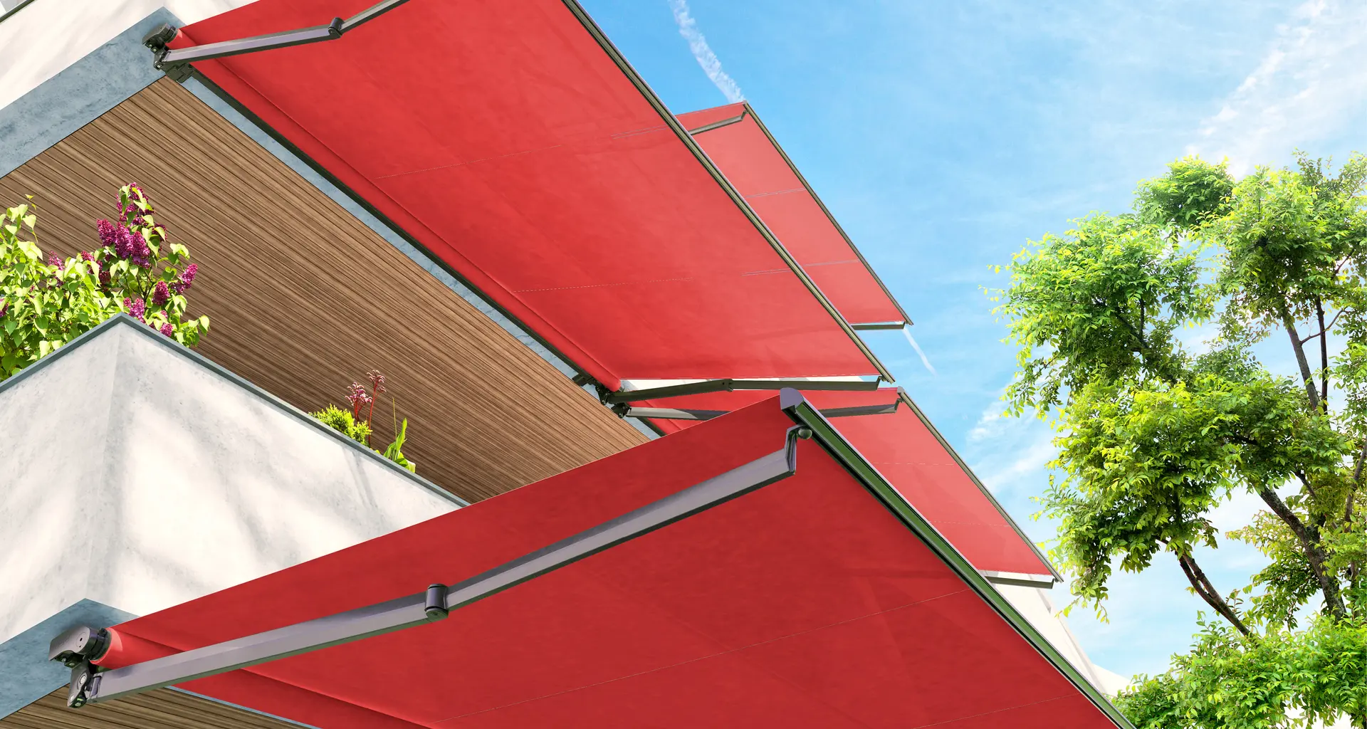 Cortina celular translúcida em sala moderna com iluminação natural